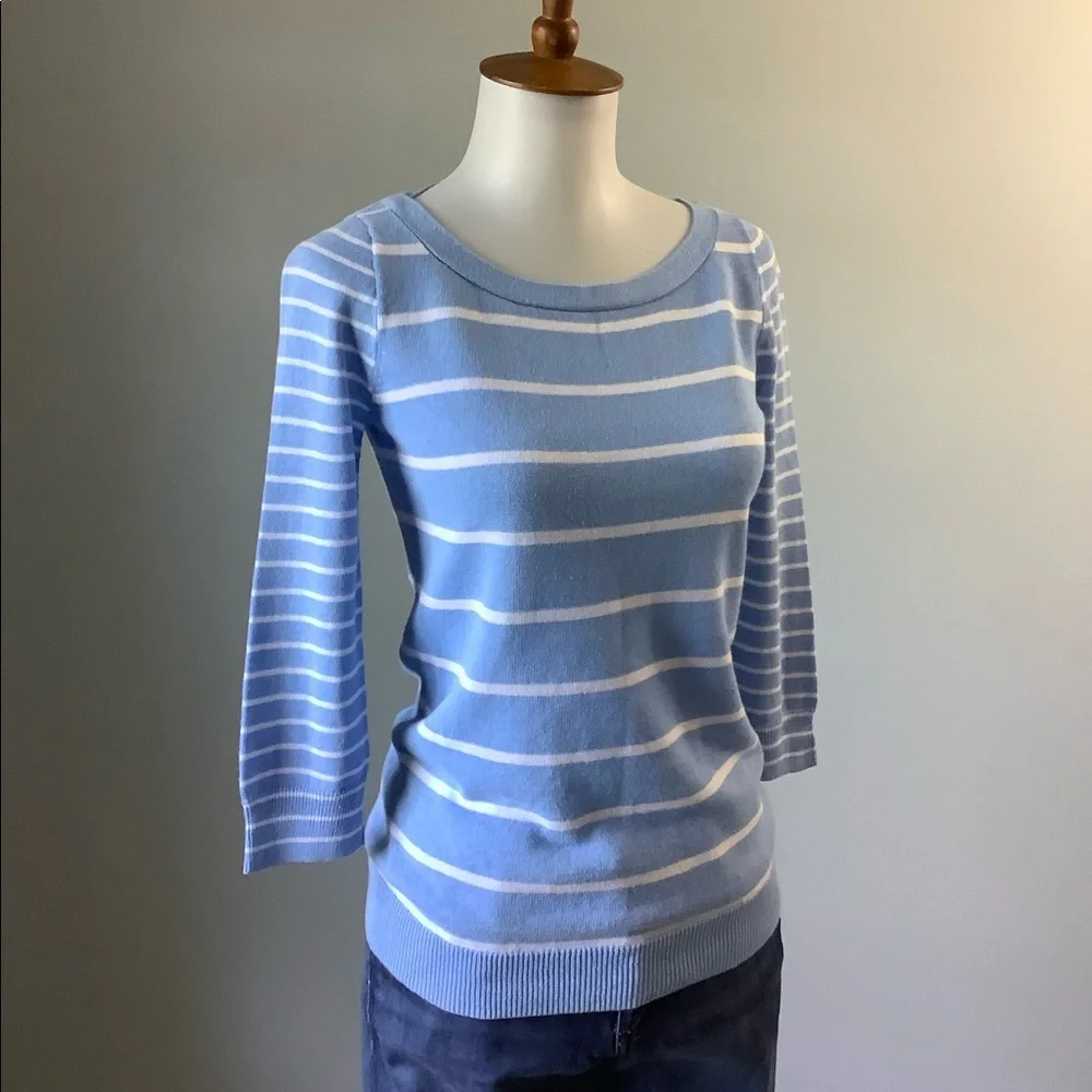 ⭐️ J. Crew Linen Blend Blue and White Striped Sweater Size XXS